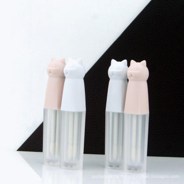 3 ml en stock prêt à expédier la forme de chat rose blanc blanc de base en plastique vide en plastique vide de brillant pour l&#39;emballage cosmétique